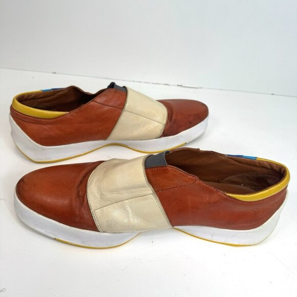 John Fluevog Kickback Moving Sneakers Shoes Mens Size 13 Orange Leather Casual - Picture 9 of 11